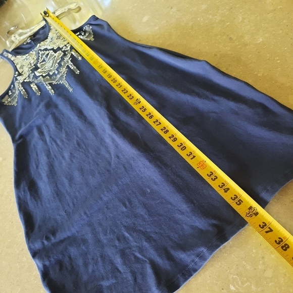 Express Bodycon Mini Dress Stretch Blue Silver Nautical Women's Size Medium - Picture 6 of 7